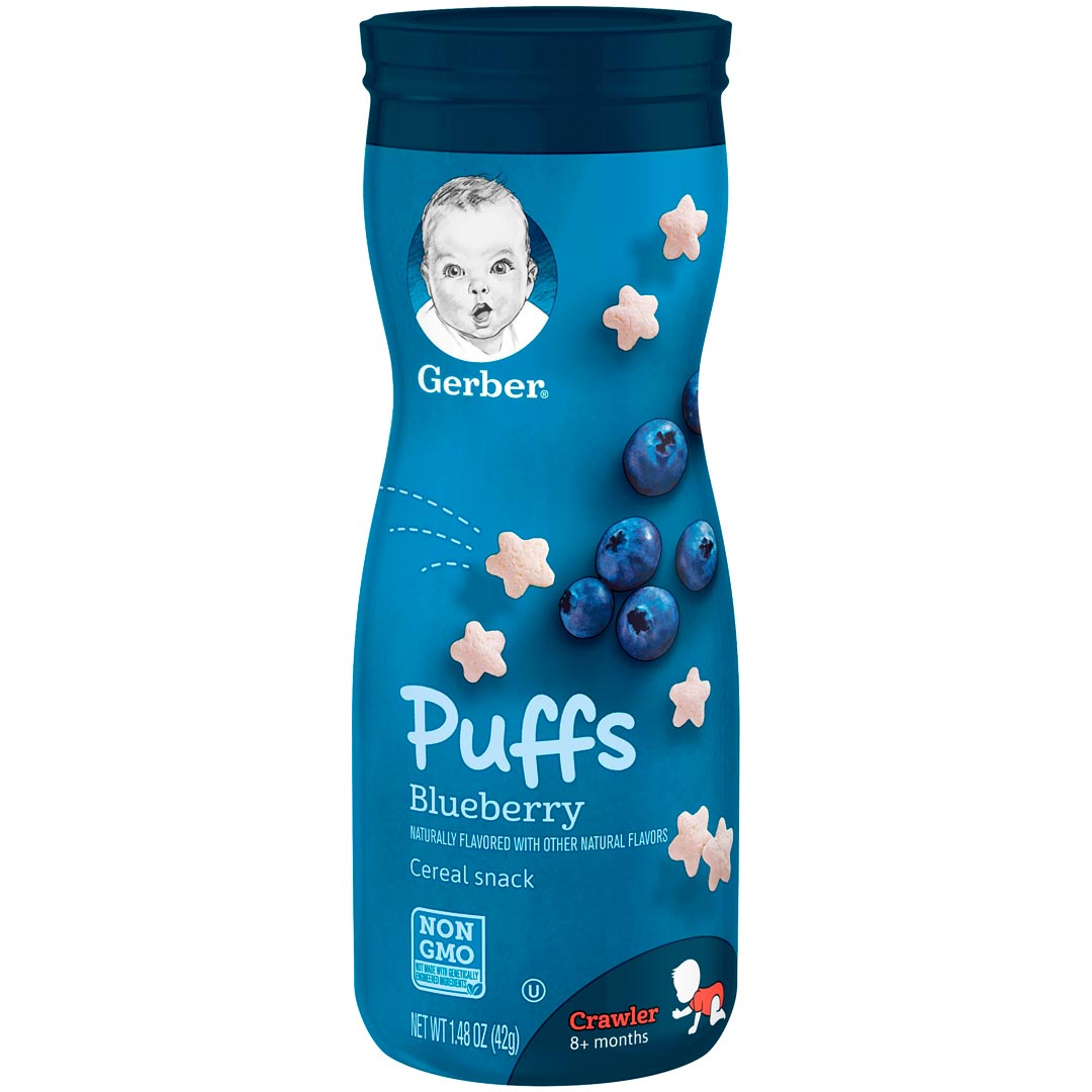 799bad5a3b514f096e69bbc4a7896cd9_083122145528.jpeg Снеки Gerber Puffs черника 8+ мес 42 гр — изображение 1