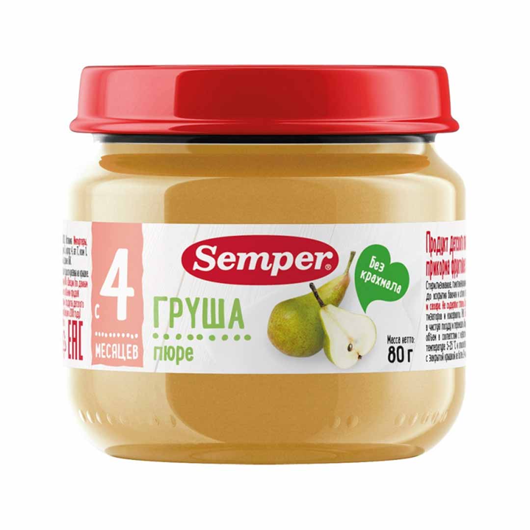 3d9e07d8cfa88f5548e3a3cd4b4bc78f_112423181206.jpeg Пюре Semper груша 80 гр 4+ мес — изображение 1