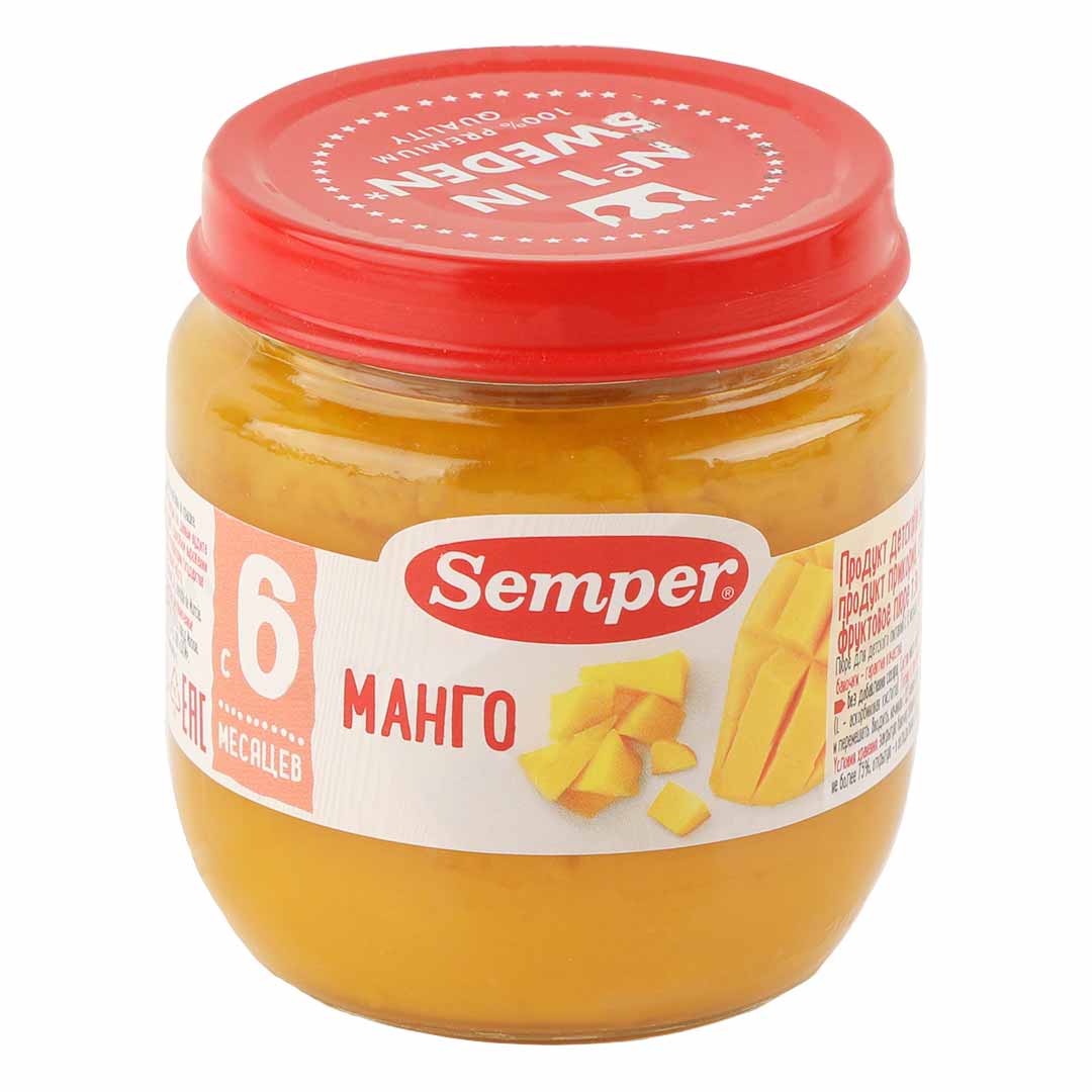 9b6afb25d9221456b332a3989945f7df_112523173540.jpeg Пюре Semper манго 125 гр 6+ мес — изображение 1