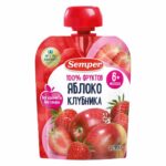 Пюре Semper яблоко клубника 90 гр 6+ мес