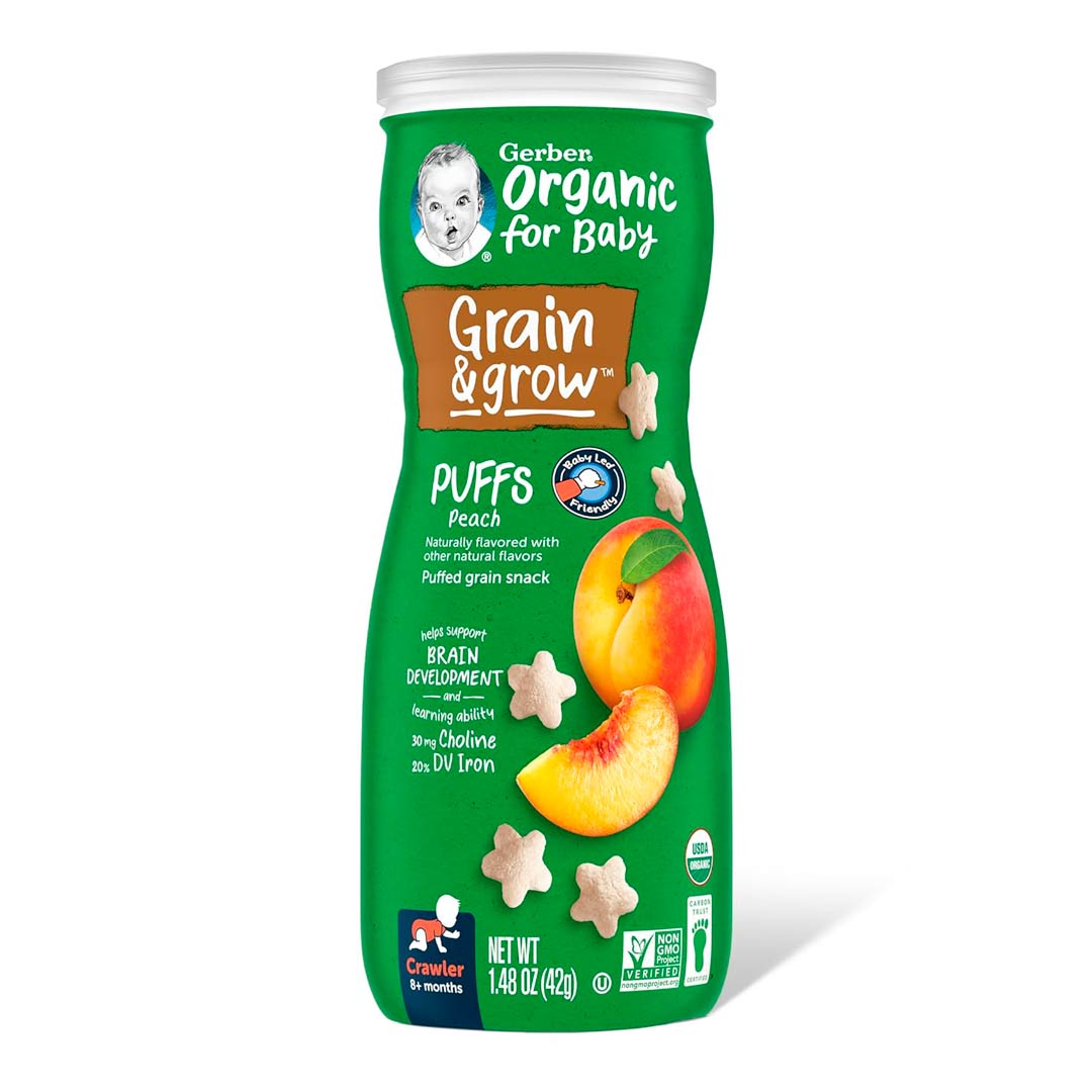 4b21137d794c8041bdb9de8e2702d88c_112724113520.jpeg Снеки Gerber Puffs персик 8+ мес 42 гр — изображение 1