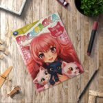 Нэко-тян и котики. Раскраска для девочек