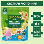 Каша Gipopo молочная овсяная банан яблоко земляника 170 гр 6+ мес