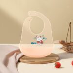 Слюнявчик силиконовый с поддоном Зайчик Cute Hi Персиковый