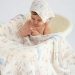 Муслиновая пеленка полотенце с салфеткой Baby bathtowel Морской мир