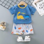 Комплект 2ка Футболка + шорты Dinosaur family Синий