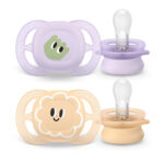 Пустышка Philips Avent Ultrastart Рожицы Фиолетовый, желтый 0-2 мес 2 шт