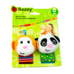Развивающие браслеты погремушки на руки Panda & Monkey