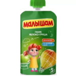 Пюре Малышам яблоко груша пауч 180 гр 5+ мес