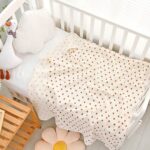 Муслиновая пеленка 100*100 см Сердечки Коричневый Открытый Край